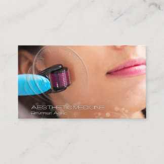 Women getting dermaroller skin treatment business card