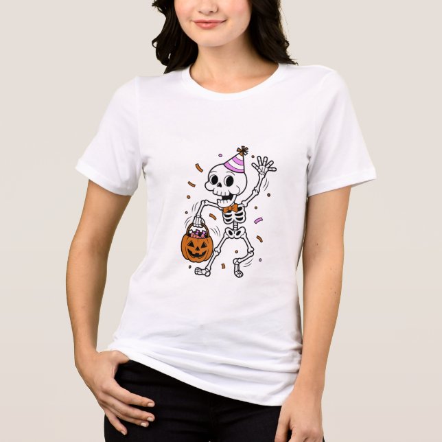 Women Ghost Halloween Design Tee Shirts (Front)