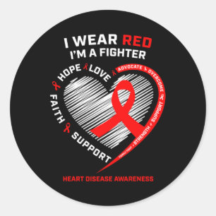 Women Gifts Warrior Red Fighter Heart Disease Awar Classic Round Sticker