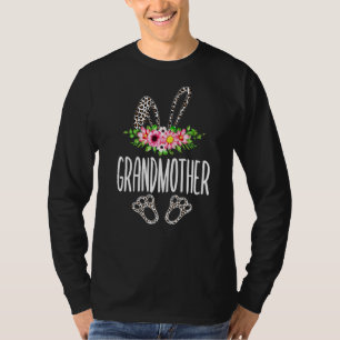 Women Girl Flower Leopard Grandmother Bunny Happy T-Shirt