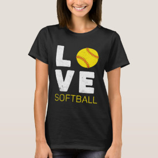Women Girls Love Softball T-Shirt