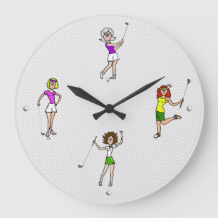 Women Golfers Fun Wall Clock