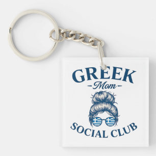 Women Greek Mom Social Club Trendy Greek Mom Keychain