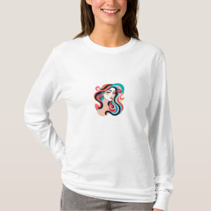 Women Hair In The Style Of Playful Line Drawings T-Shirt