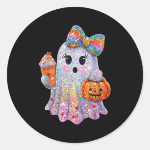 Women Halloween Spooky Boo Ghost Cute Ghost Pumpki Classic Round Sticker