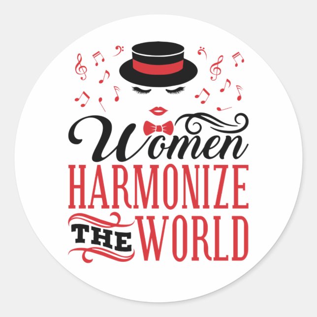 Women Harmonize the World Barbershop Singing Classic Round Sticker (Front)