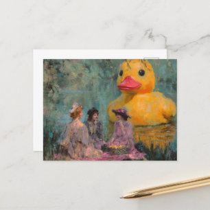 Women Have a Picnic With the Giant Duck Postcard