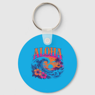 Women Hawaiian T Shirts Aloha Hawaii Waving Sunset Keychain