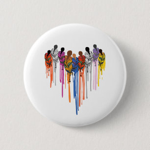 Women Heart Shape Watercolor Native American 2 Inch Round Button