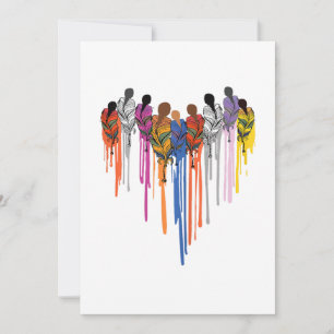 Women Heart Shape Watercolor Native American Invitation