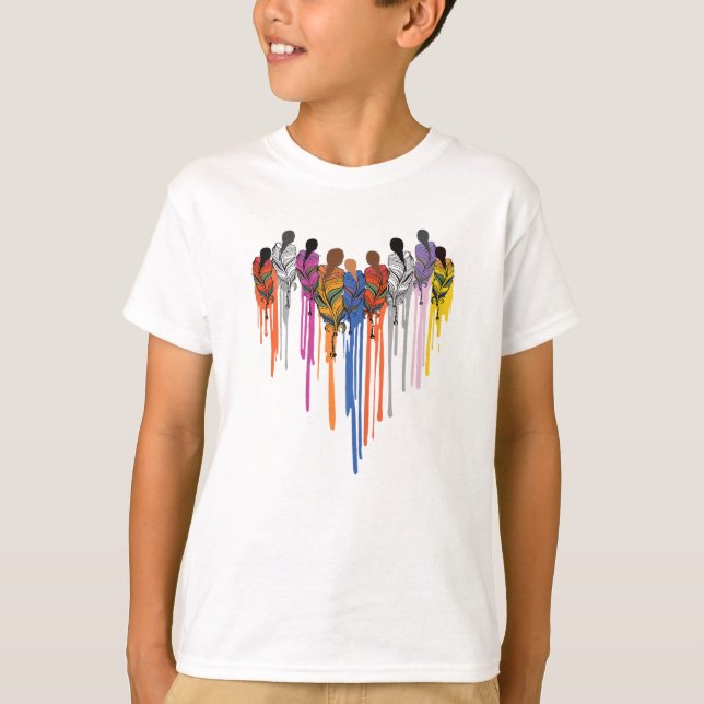 Women Heart Shape Watercolor Native American  T-Shirt (Front)