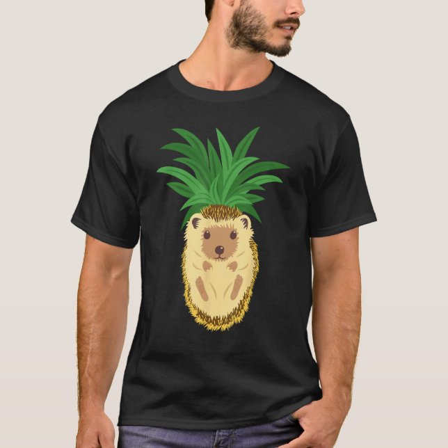 Women Hedgehog Pineapple Clothes Outfit Art Gift H T-Shirt (Front)