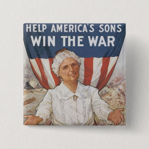 Women! Help America's Sons 2 Inch Square Button