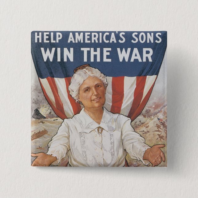 Women! Help America's Sons 2 Inch Square Button (Front)