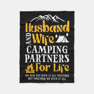 Women Husband Wife Camping Partners Couple Fleece Blanket