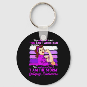 Women I Am The Storm Epilepsy Awareness Warrior  Keychain
