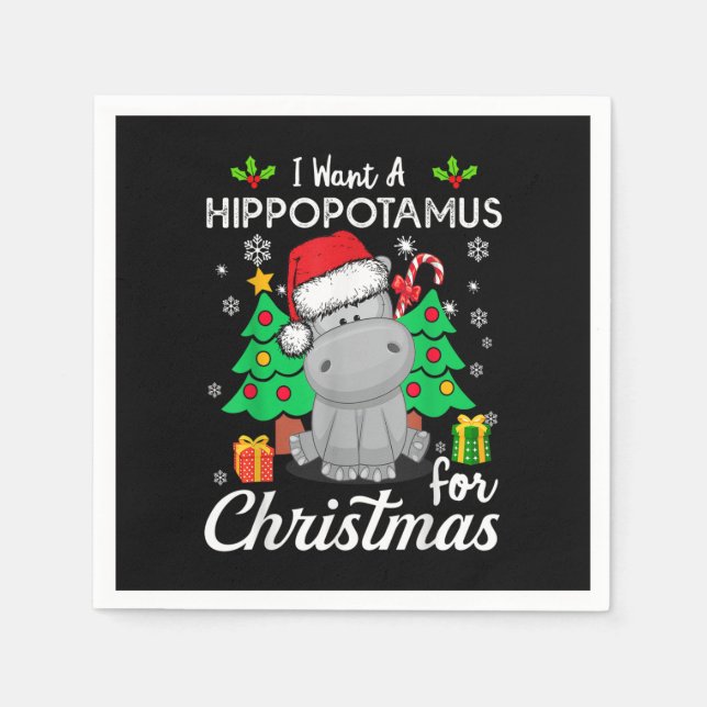 Women I Want A Hippopotamus For Christmas Xmas Hip Napkin (Front)