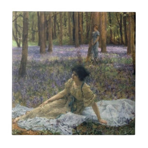 Women in a Forest of Bluebell Flowers Tile