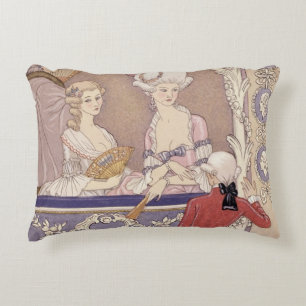 Women in a Theatre Box, illustration from 'Les Lia Decorative Pillow