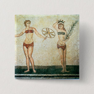 Women in 'bikinis' 2 inch square button
