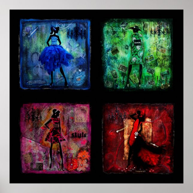 Women in Colour Mixed Media Artwork Poster (Front)
