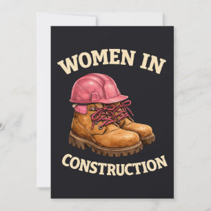 Women in Construction Work Boots and Hard Hat Invitation