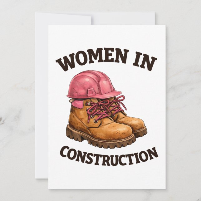 Women in Construction Work Boots and Hard Hat Invitation (Front)