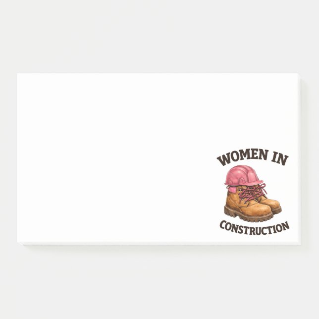 Women in Construction Work Boots and Hard Hat Post-it Notes (Front)