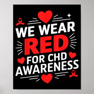 Women In February We Wear Red Chd Awareness Heart  Poster