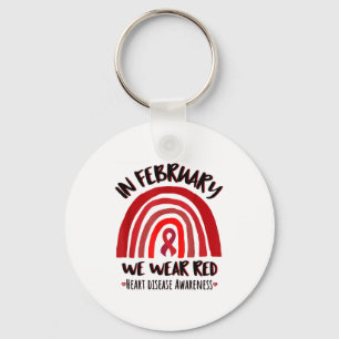 Women In February We Wear Red Rainbow Warrior Red Keychain