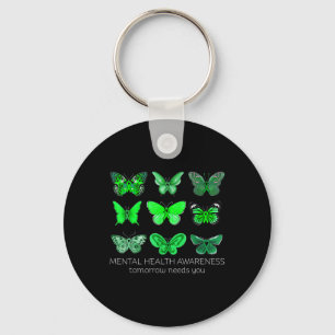 Women In May We Wear Green Butterfly Mental Health Keychain