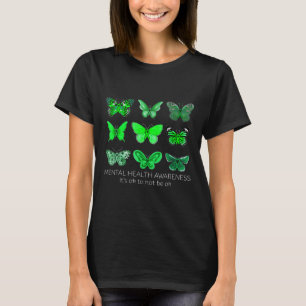 Women In May We Wear Green Butterfly Mental Health T-Shirt
