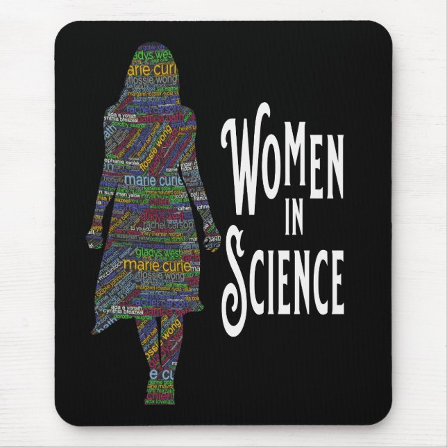 Women In Science Female Silhouette Word Fill Mouse Pad (Front)