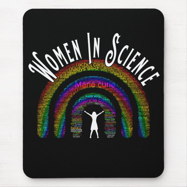 Women In Science Rainbow Word Fill Design Mouse Pad (Front)