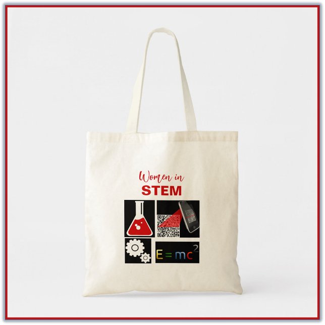 Women in Stem Black and Red Tote Bag (Creator Uploaded)