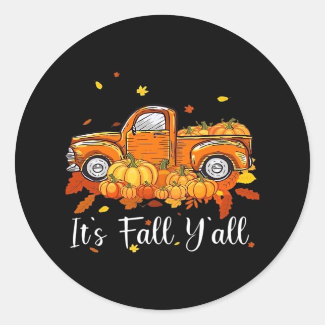 Women It’s Fall Y’all Pumpkin Autumn Tree Hello Fa Classic Round Sticker (Front)