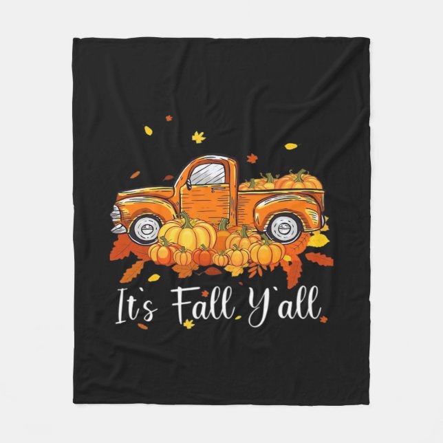 Women It’s Fall Y’all Pumpkin Autumn Tree Hello Fa Fleece Blanket (Front)