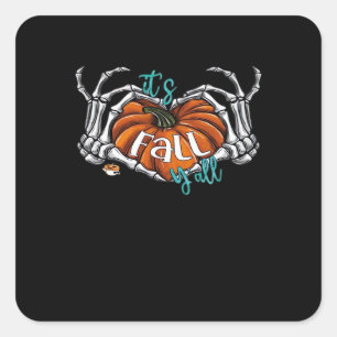Women It’s Fall Y’all Pumpkin Gnome Autumn Tree He Square Sticker