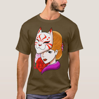 Women Japanese Cat Mask (2) T-Shirt