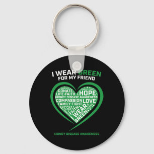 Women Kids Green Gifts Friend Kidney Disease Aware Keychain