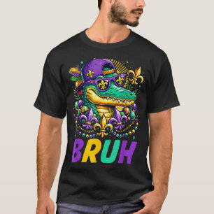 Women Kids Mardigator Alligator Bruh Mardi Gras T-Shirt