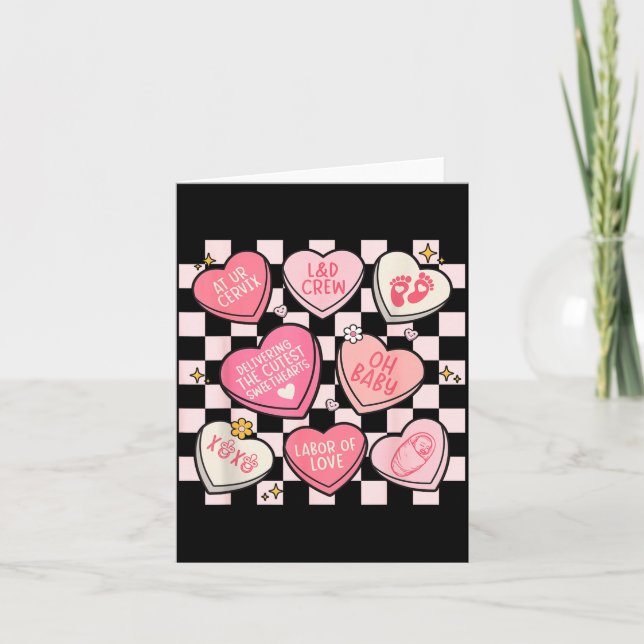 Women Labor And Delivery Nurse Hearts Candy Valent Card (Front)