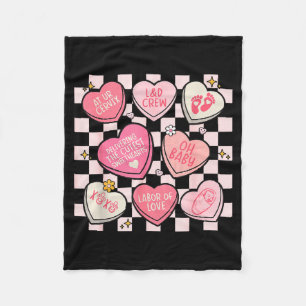 Women Labor And Delivery Nurse Hearts Candy Valent Fleece Blanket