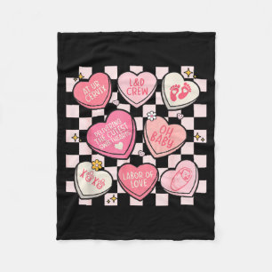 Women Labor And Delivery Nurse Hearts Candy Valent Fleece Blanket