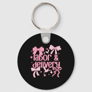 Women Labour And Delivery Nurse Grad Coquette Pink Keychain