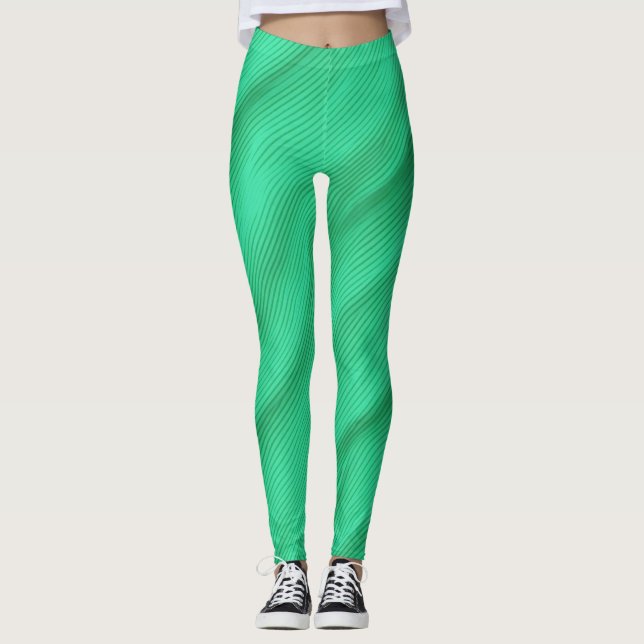 WOMEN LEGGINGS GREEN WAVES (Front)