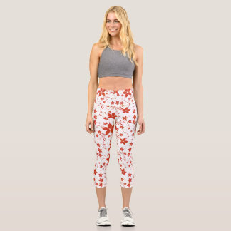 Women Leggings Nature Art, Women Capri Floral Art