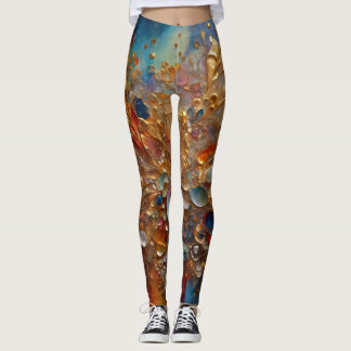 women leggings with colourful stone painting