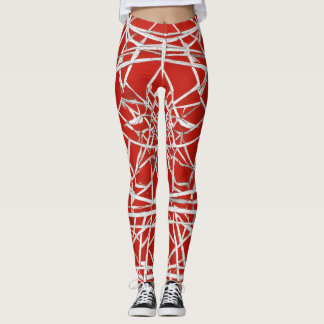women leggings with red and white waves