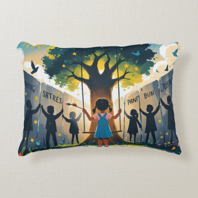 women llegging covered kids dreams accent pillow (Front)